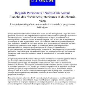 Planche des résonances intérieures et du chemin vécu – Notes d'Auteur - 65520 - Sources pour Franc-maçon
