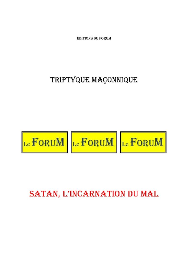 Satan, l'incarnation du mal – Triptyque - TR03GM - Sources pour Franc-maçon